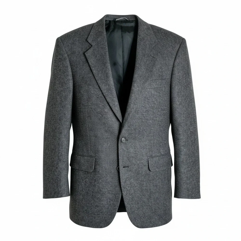 Lands End Mens 40L Grey Lambswool Merino Wool Blazer Sport Coat Grey 061856